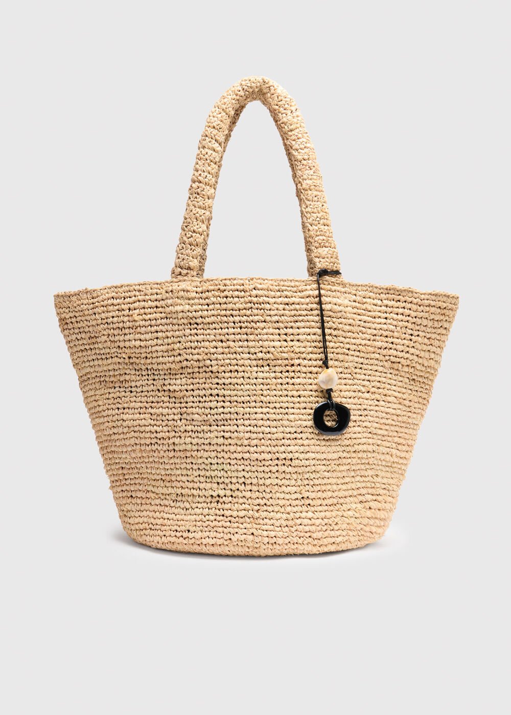 Straw Tote Bag With Charm