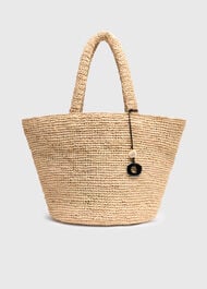 Straw Tote Bag With Charm