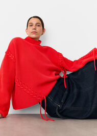 Lacing Detail Rib Sweater