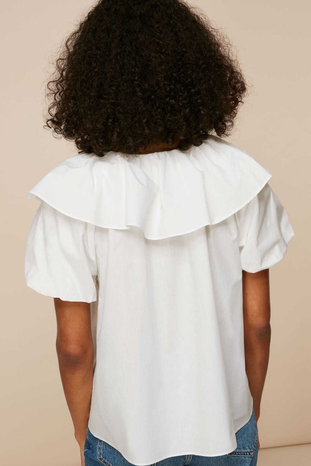 Frill Detail Poplin Top
