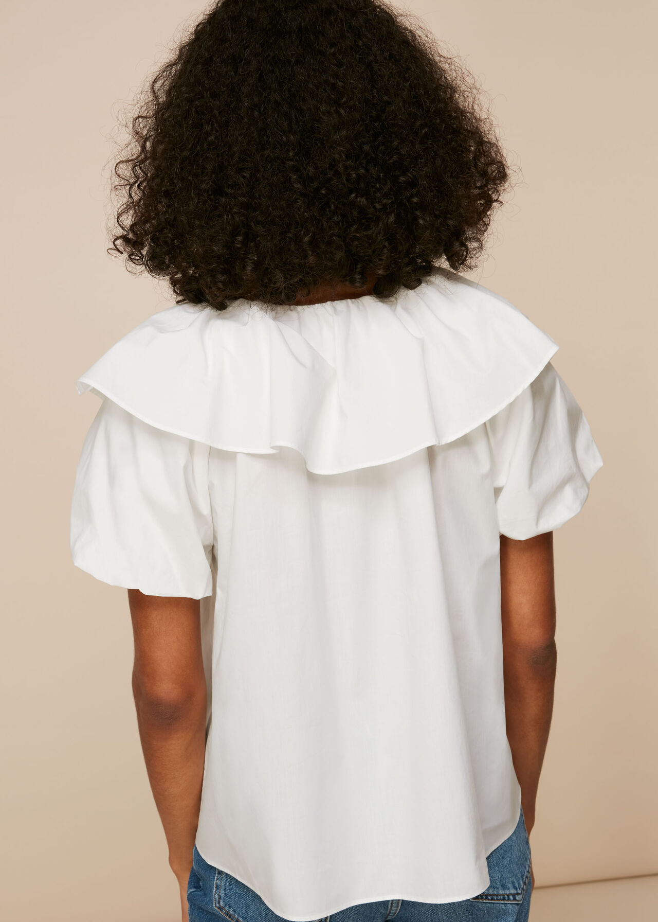 Frill Detail Poplin Top