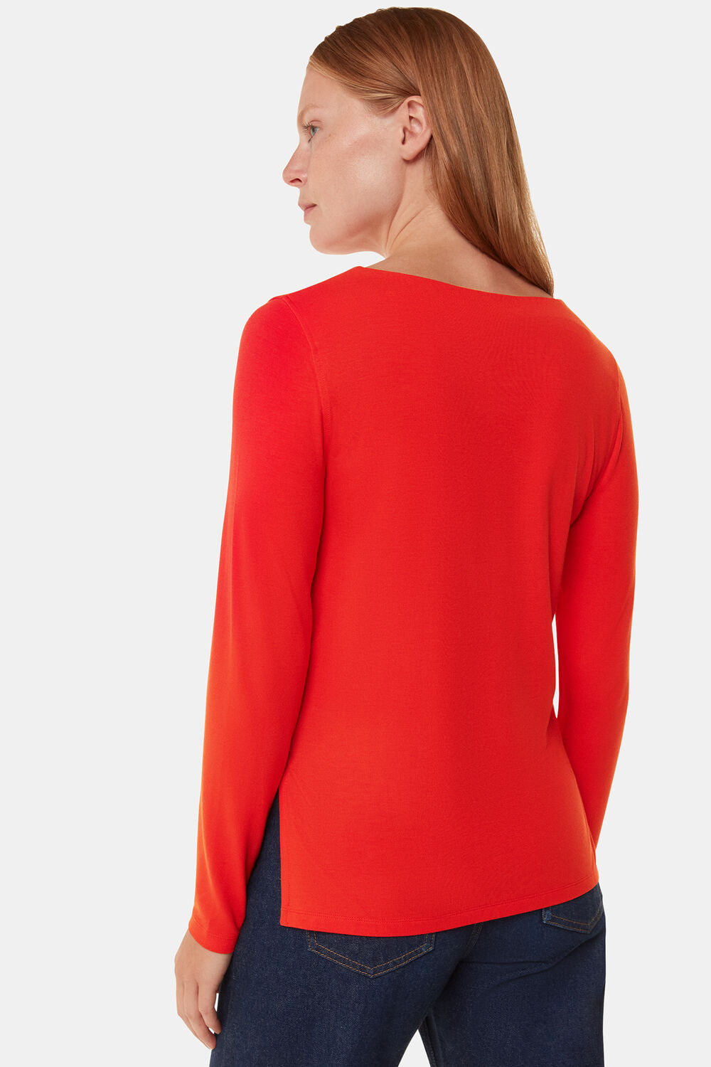 Slim Straight Neck Jersey Top