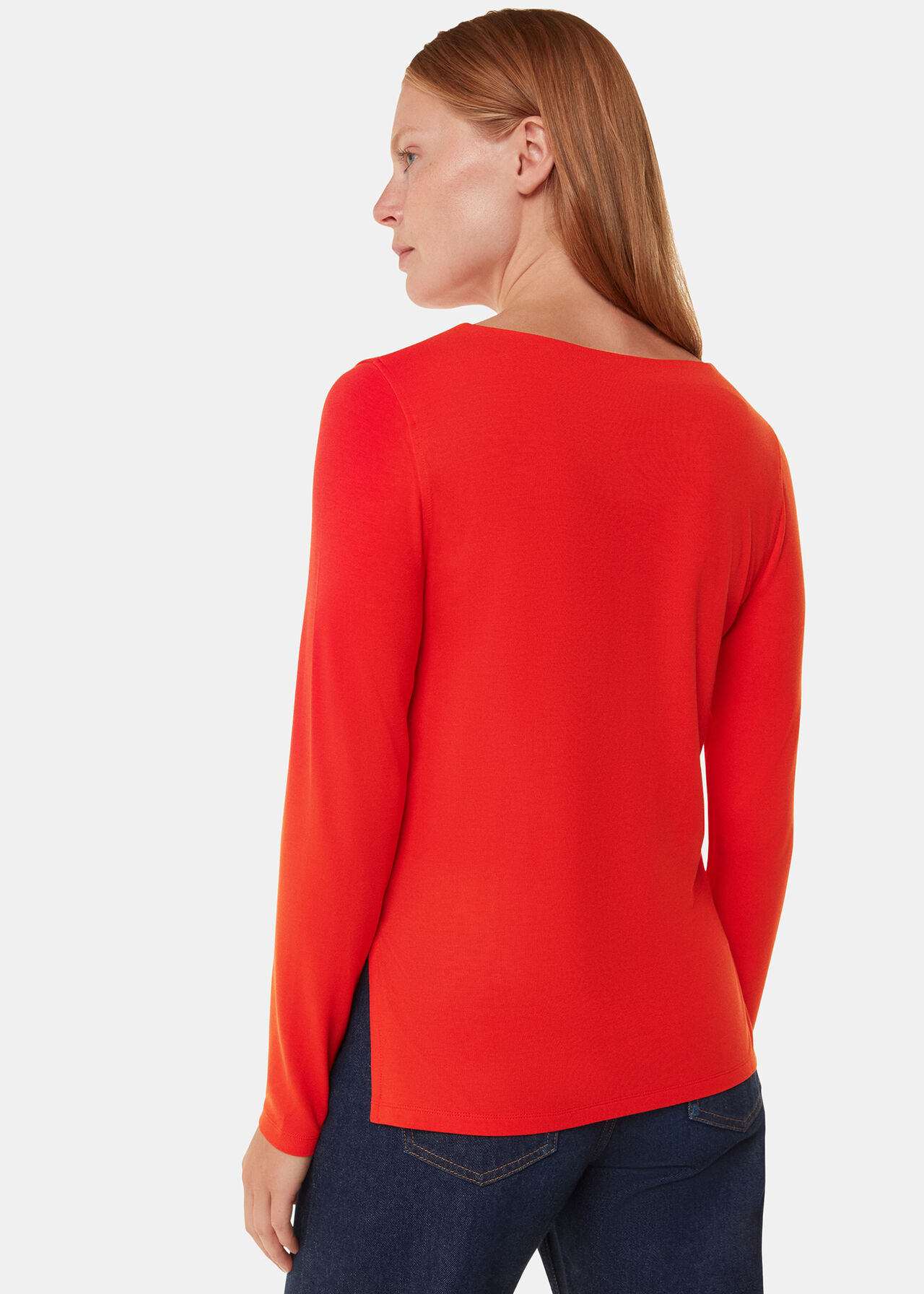 Slim Straight Neck Jersey Top