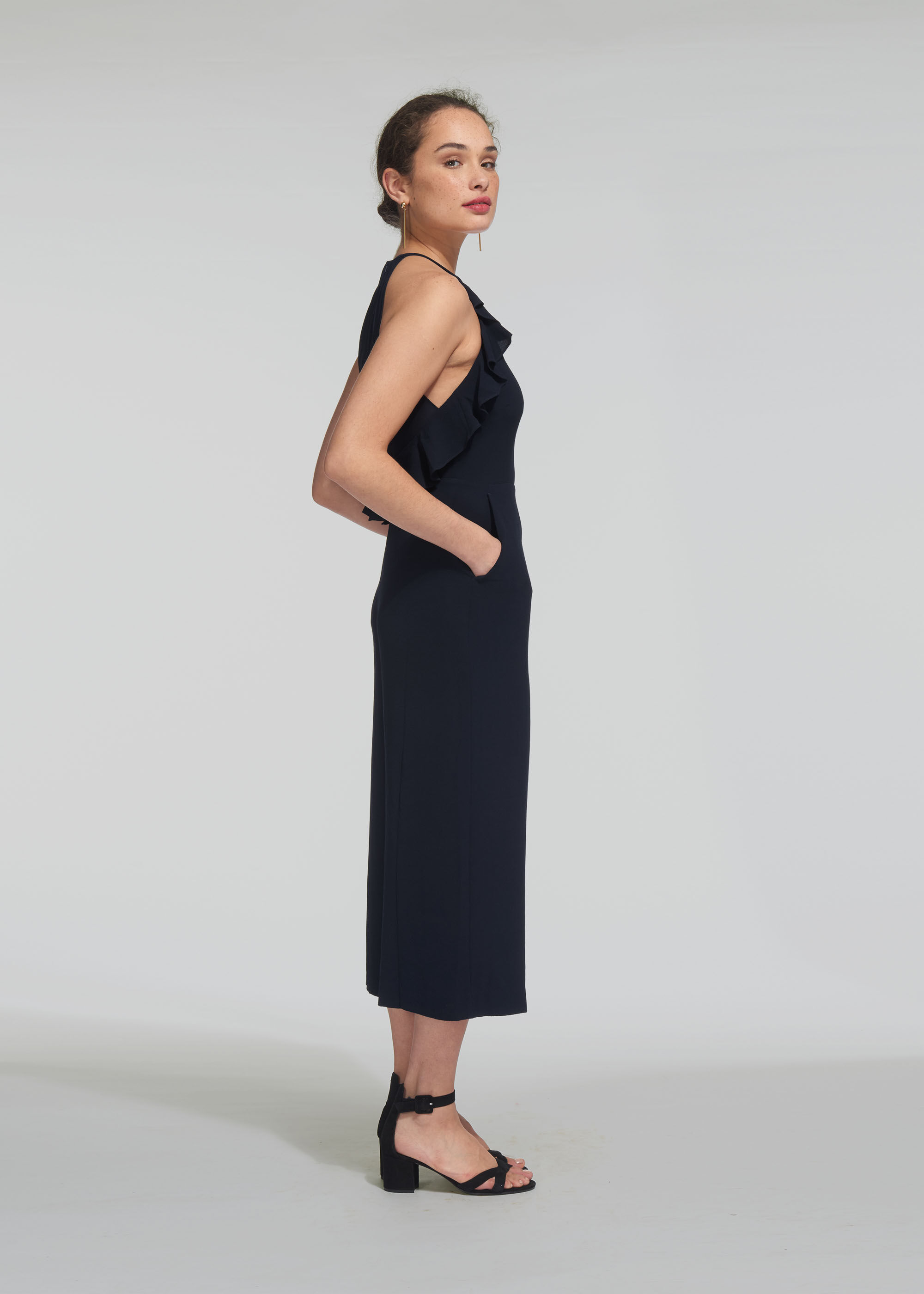 Navy frill jumpsuit hotsell