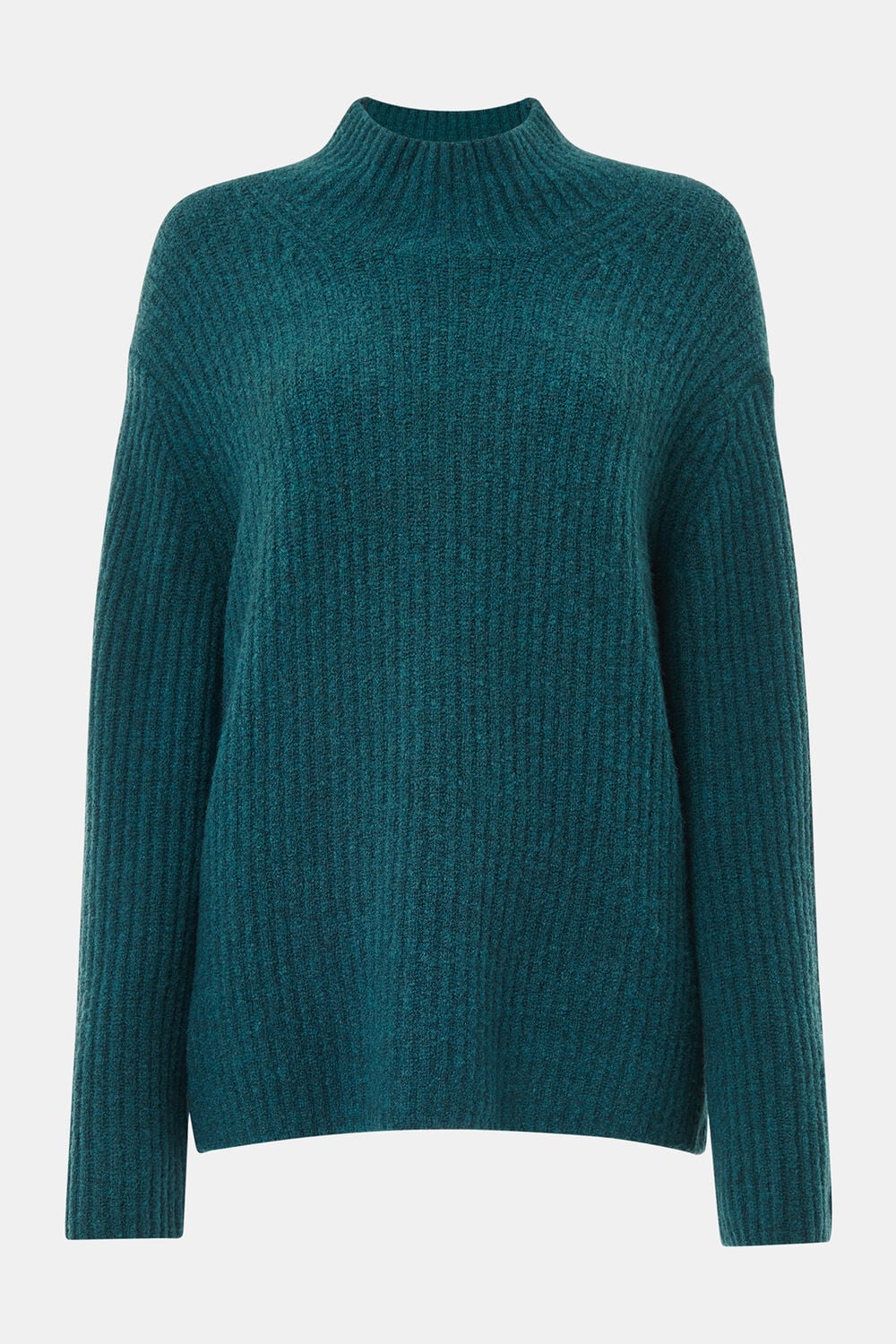 Wool Mix Rib Funnel Neck