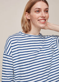 Cotton Pocket Stripe Top Blue/Multi