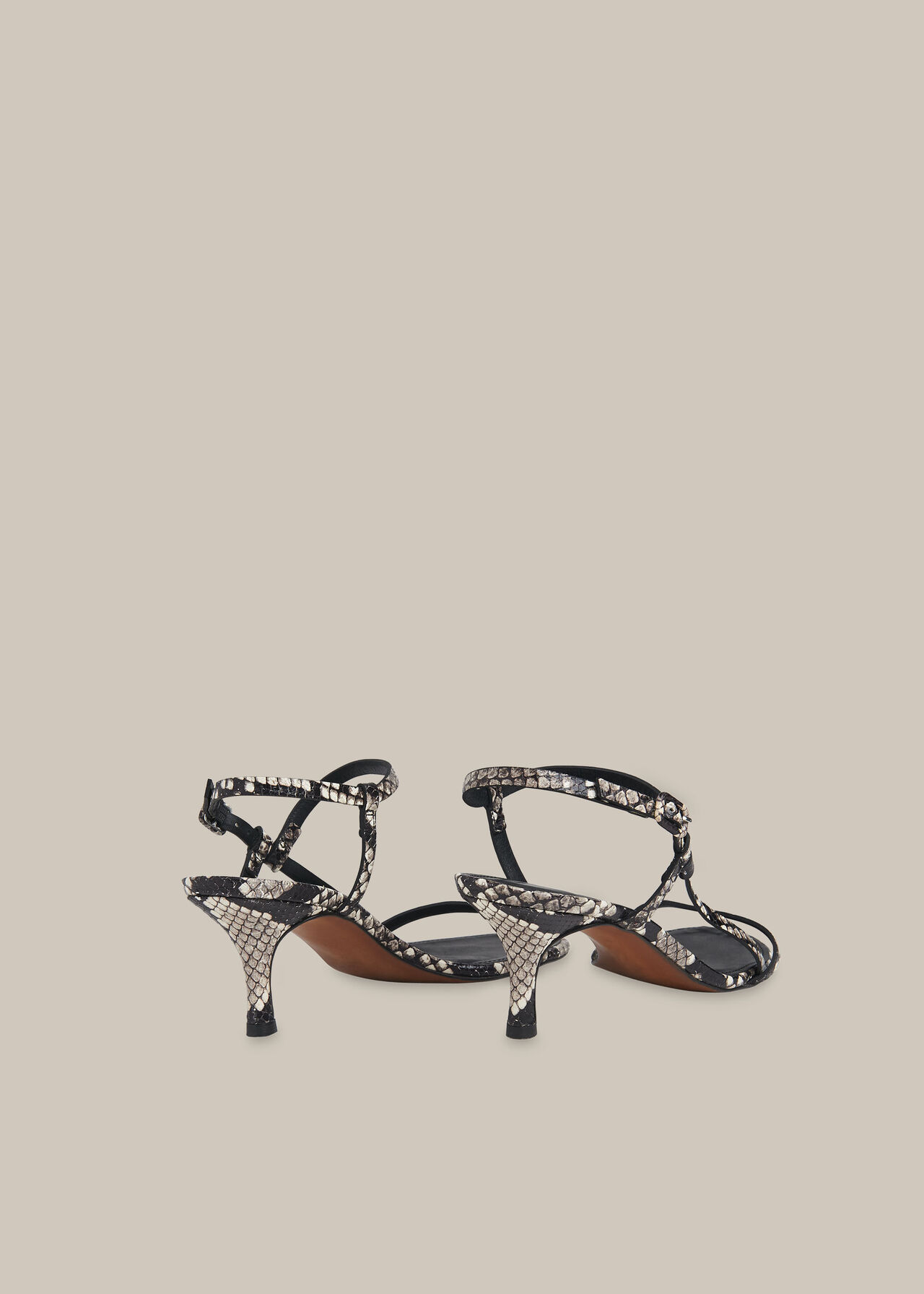 Milana Asymmetric Sandal Snake Print