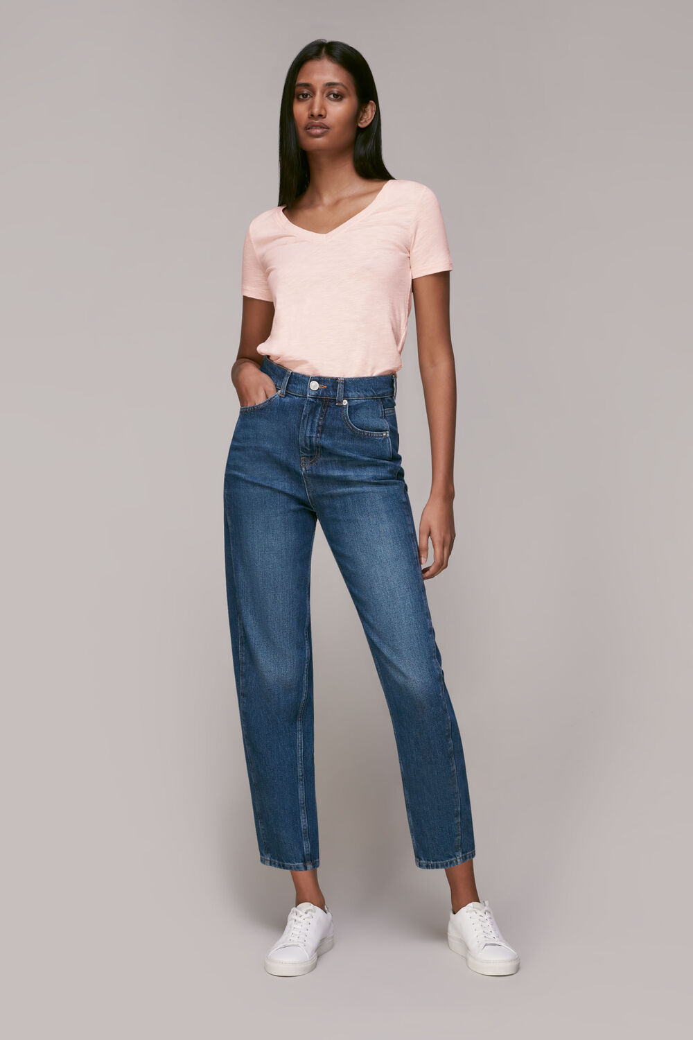 Sophie V Neck Cotton Tshirt Pale Pink