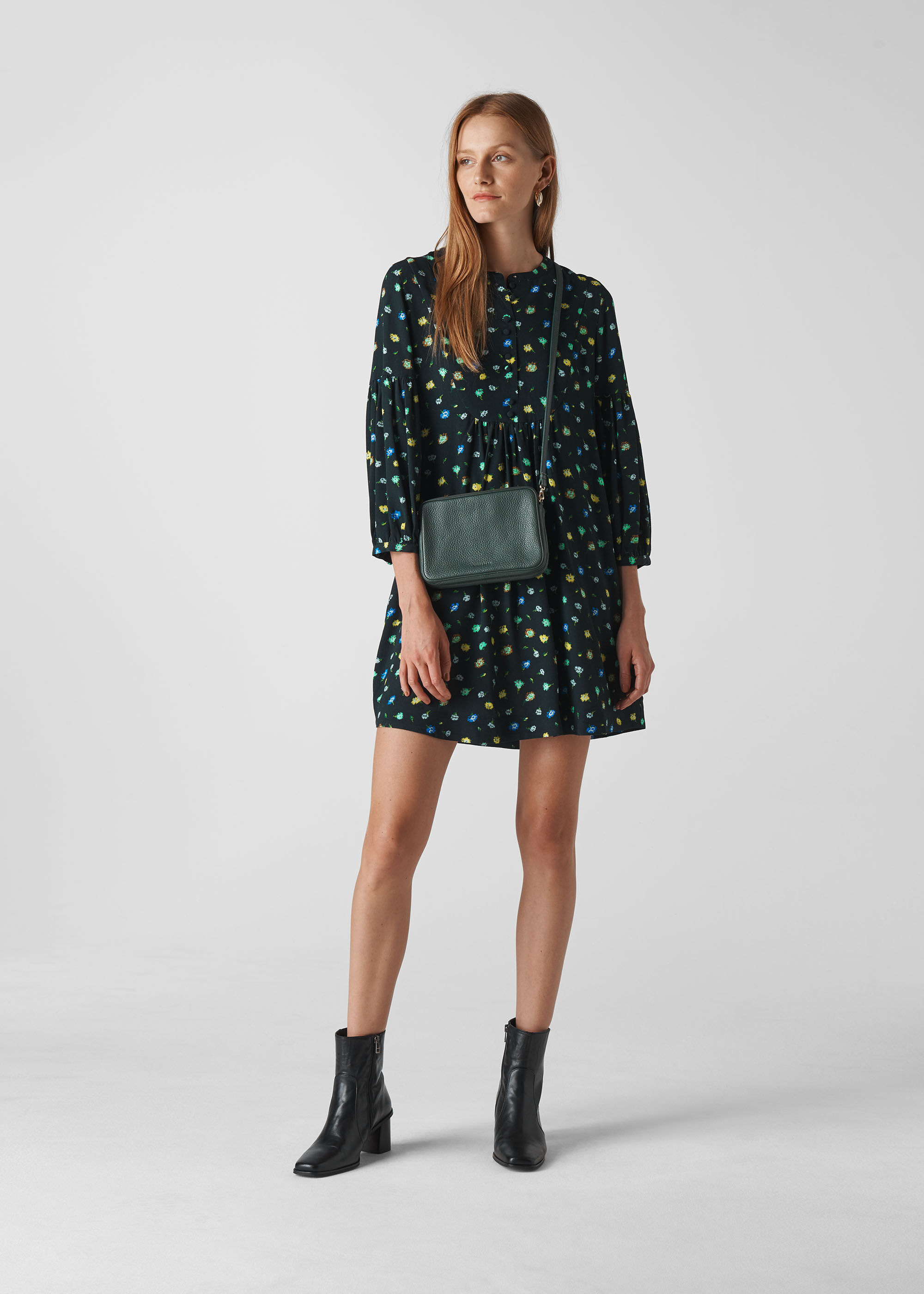 Dark green sales floral dress