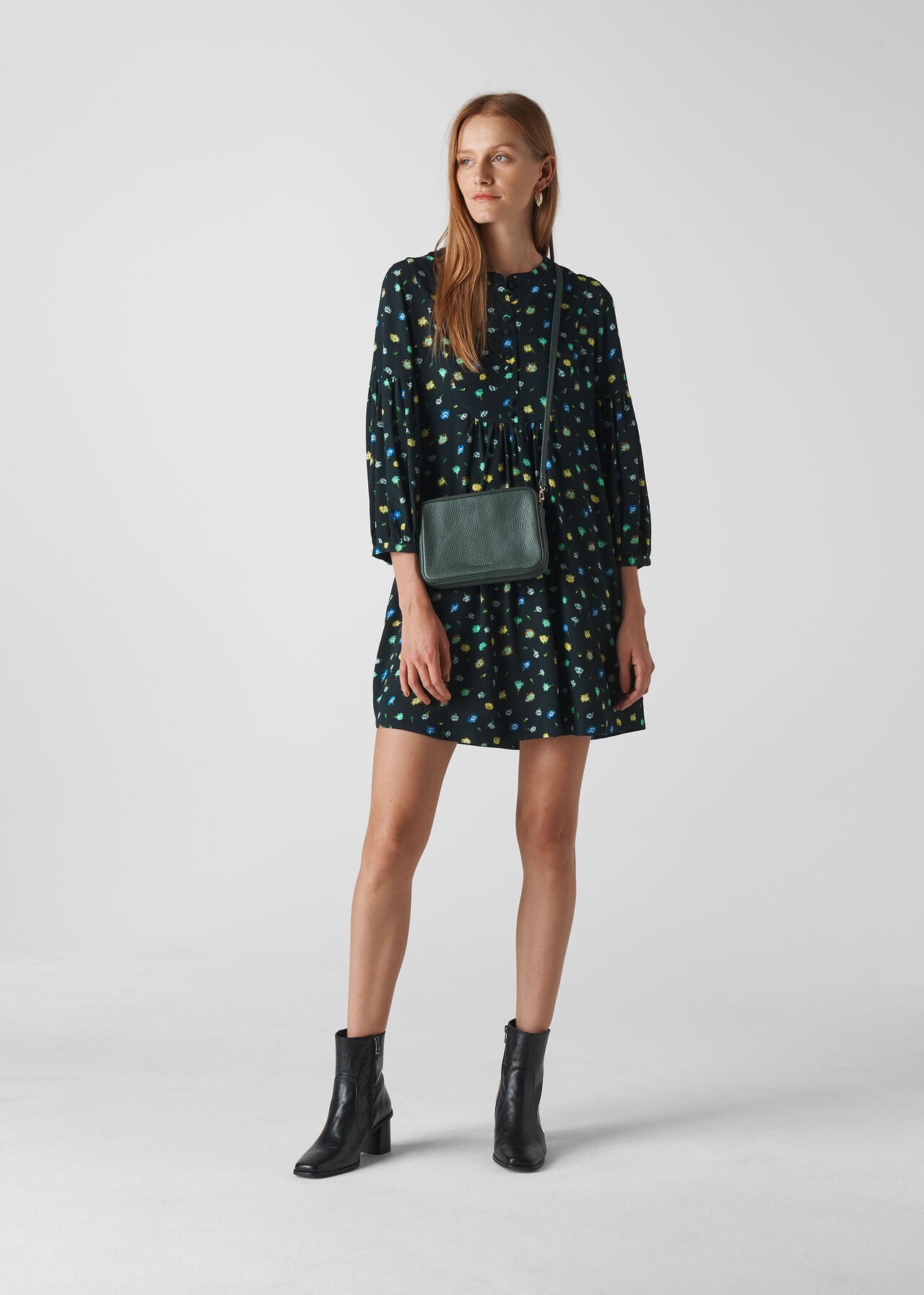 Elia Scattered Floral Dress Green/Multi