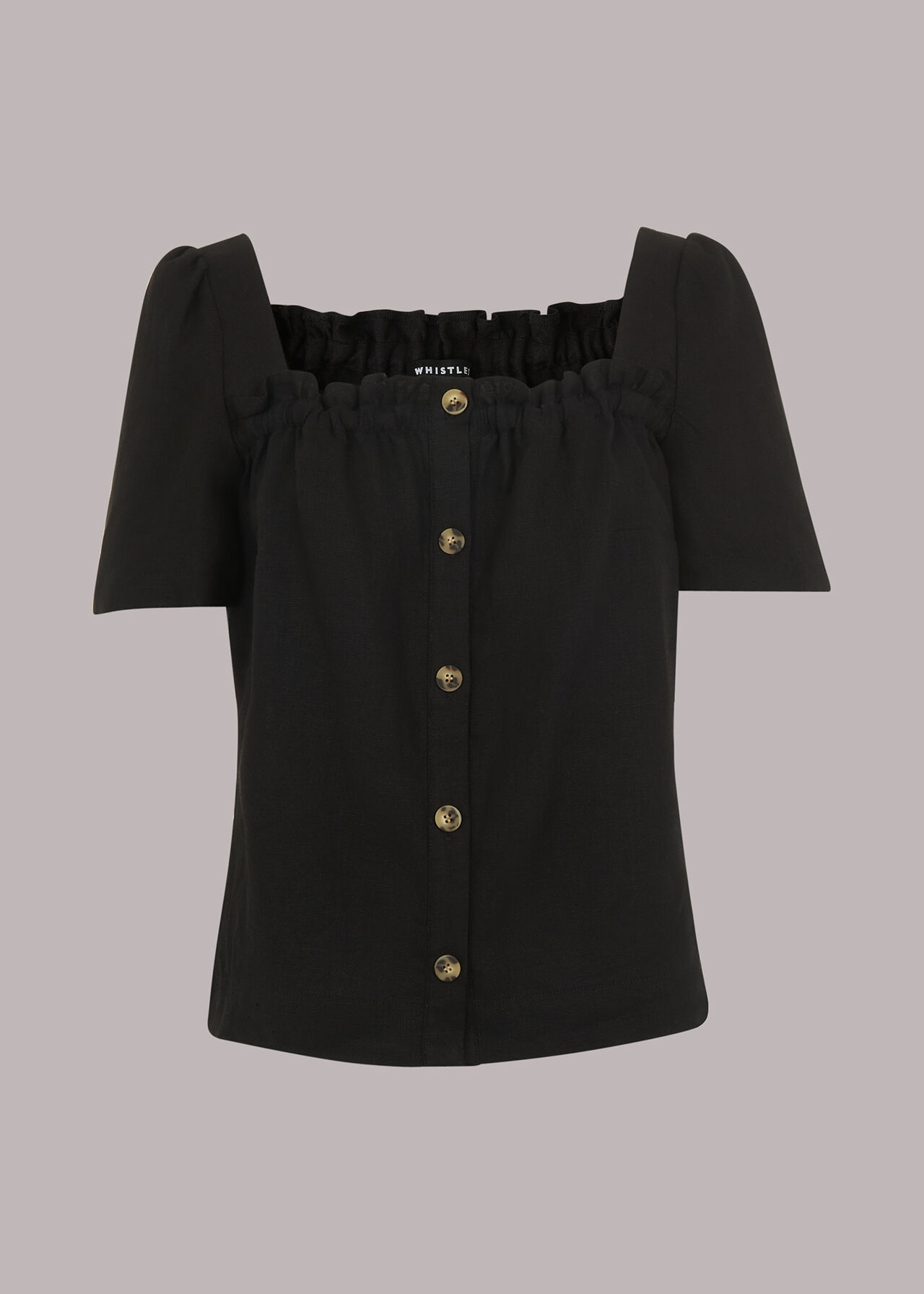 Black Square Neck Linen Top | WHISTLES