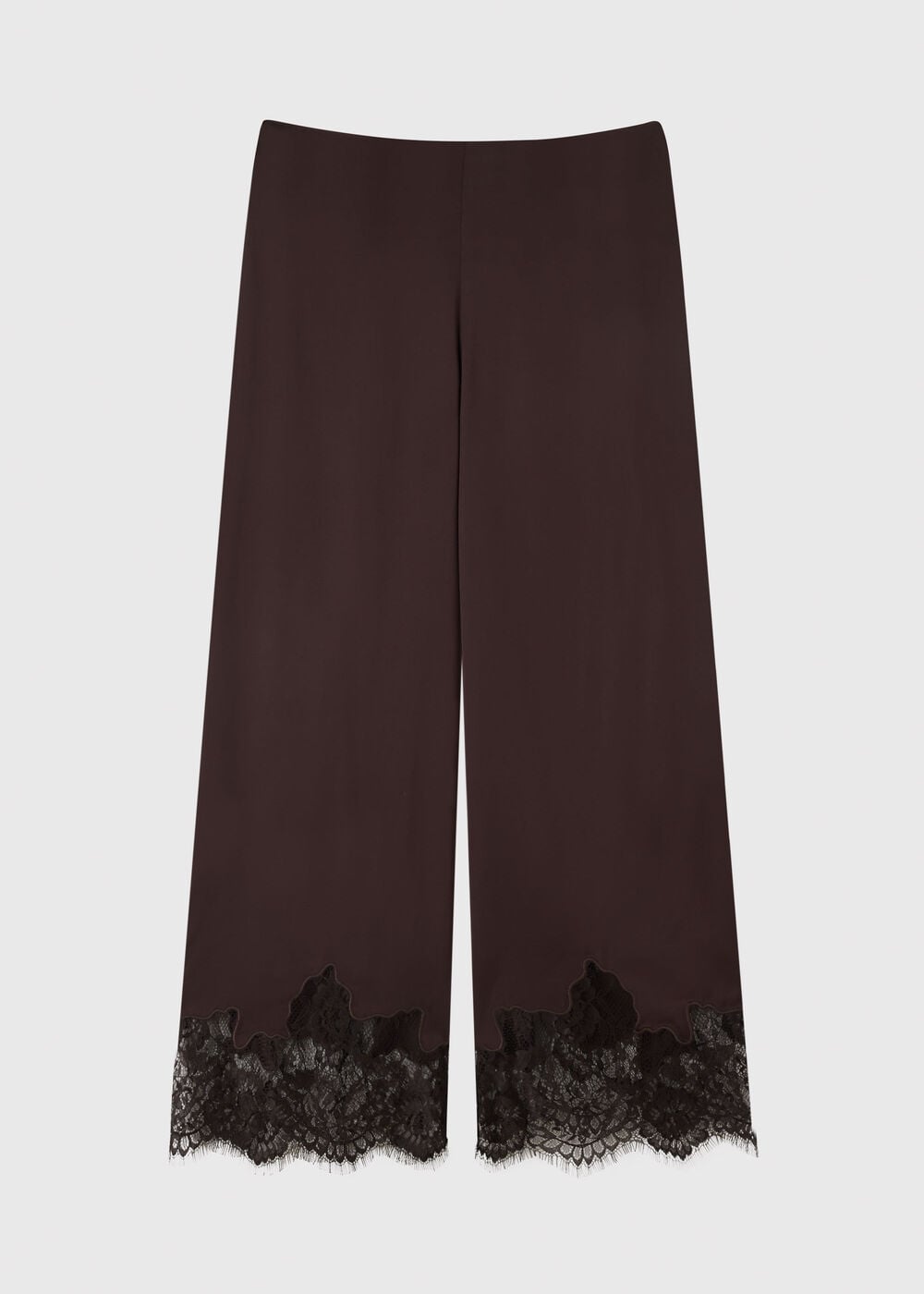 Satin Lace Trim Trouser