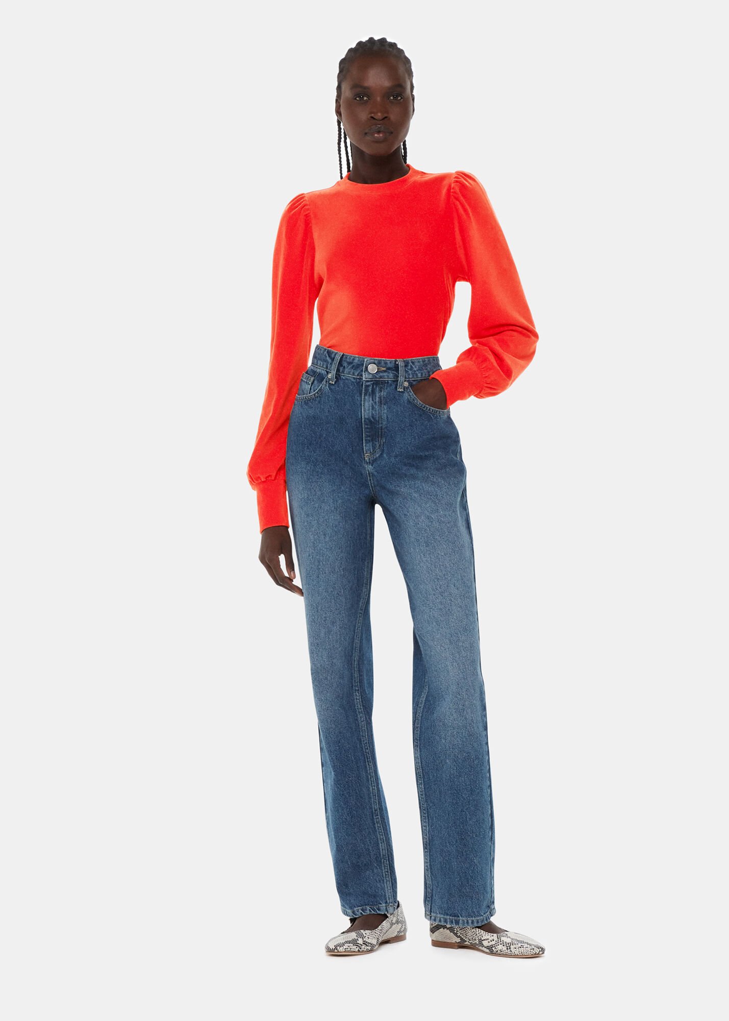 Puff sleeve best sale red top