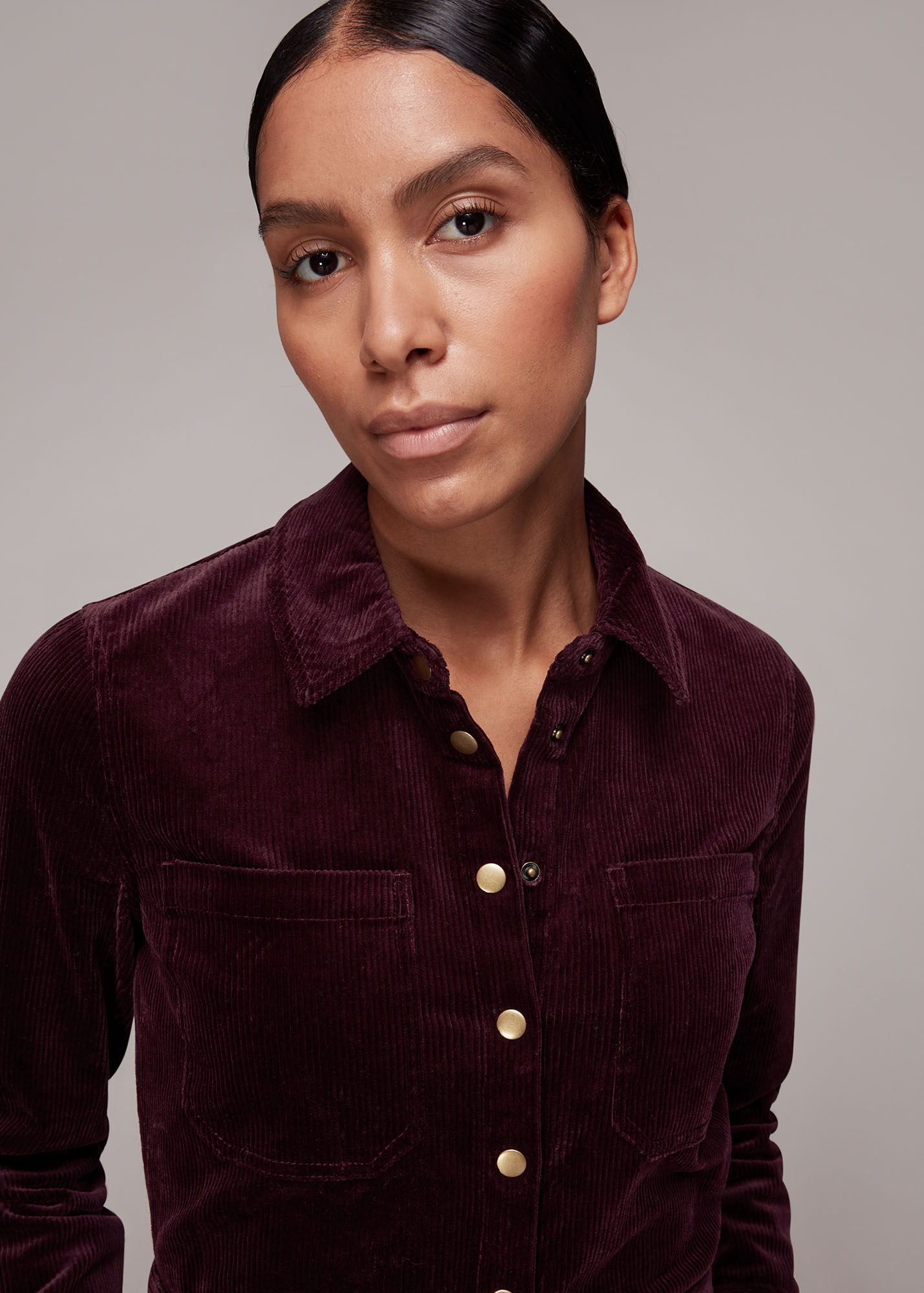 Burgundy Gabby Corduroy Jumpsuit WHISTLES