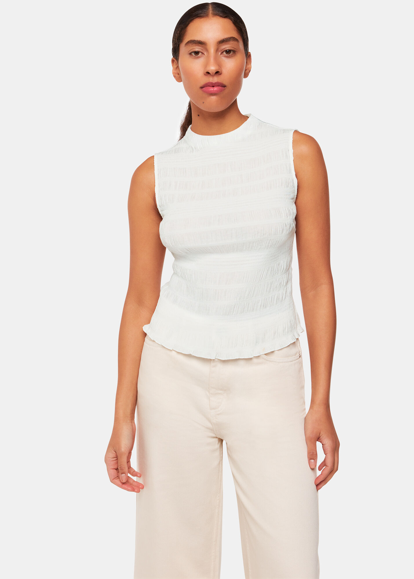 100%正規品 | WHISTLES | Top Sleeveless Plisse White Whistles | US トップス