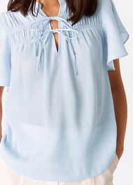 Frill Sleeve Tie Front Blouse