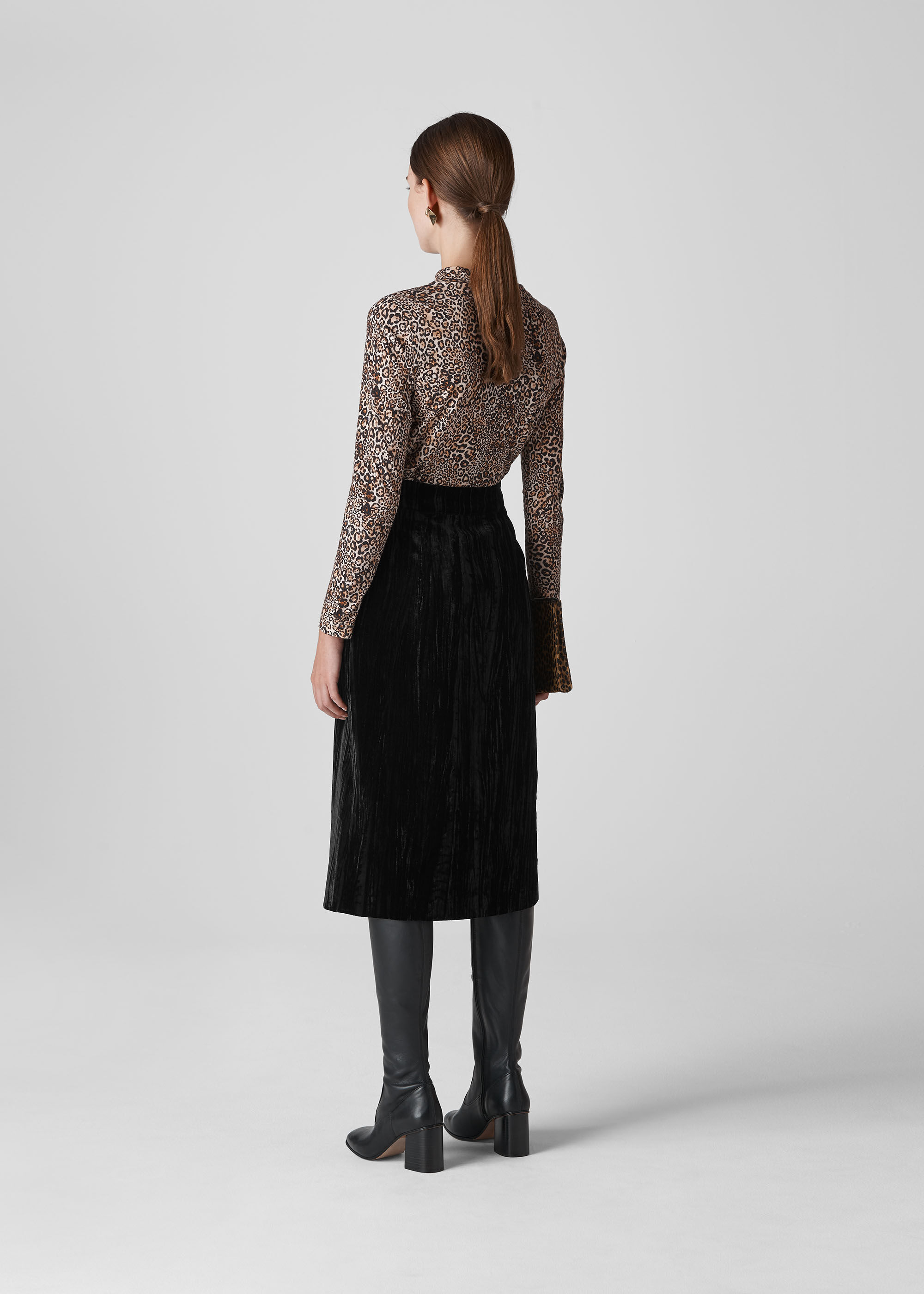 Gray crushed velvet skirt shop