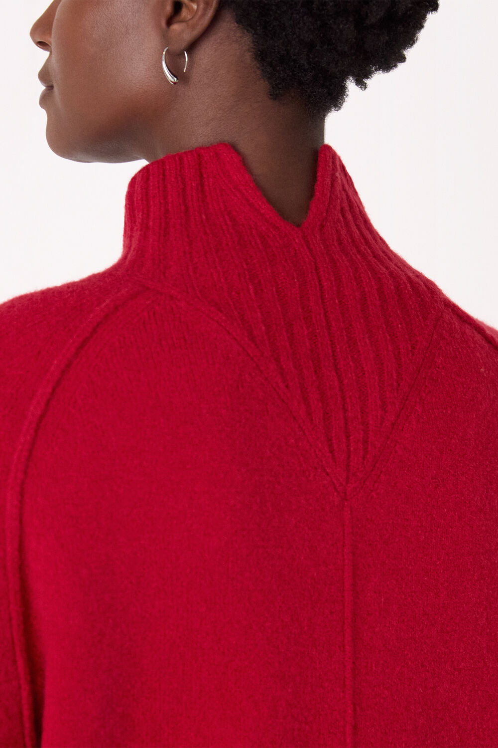 Red Wool Mix Split Funnel Knit