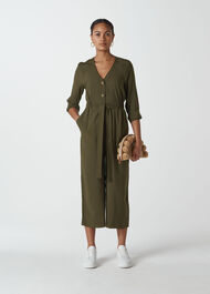 Lorena Tie Front Jumpsuit Khaki