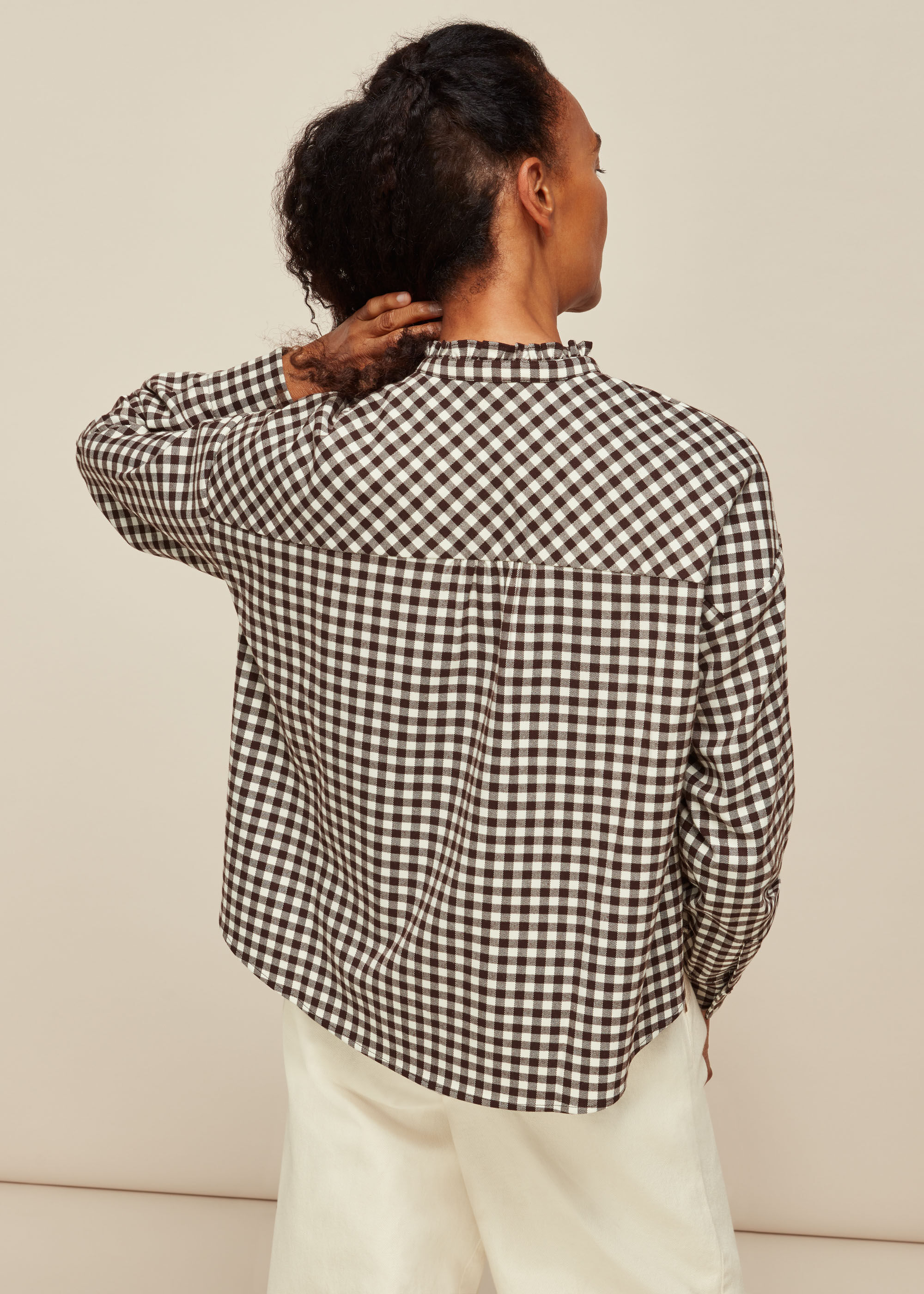 Brown/Multi Gingham Blouse | WHISTLES | Whistles US |