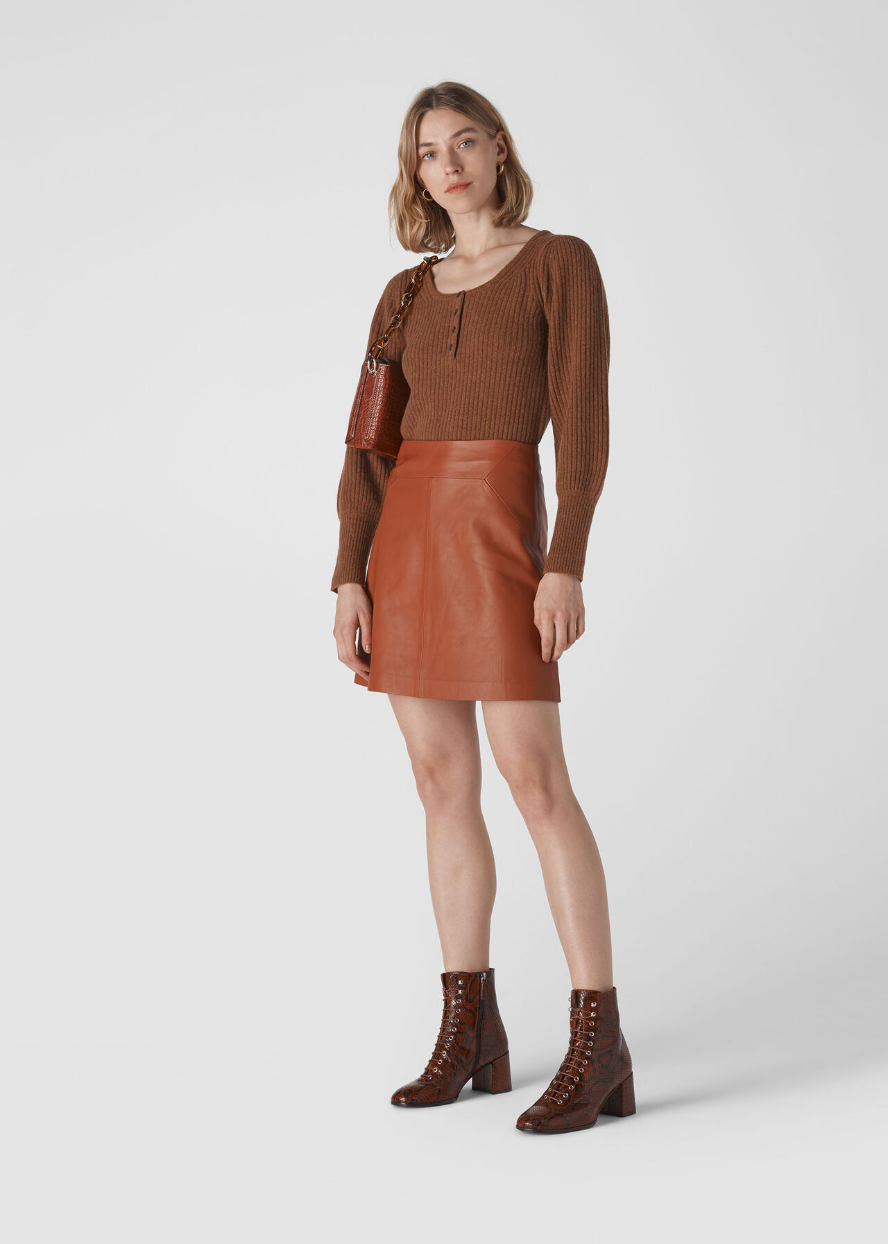 Leather A Line Skirt