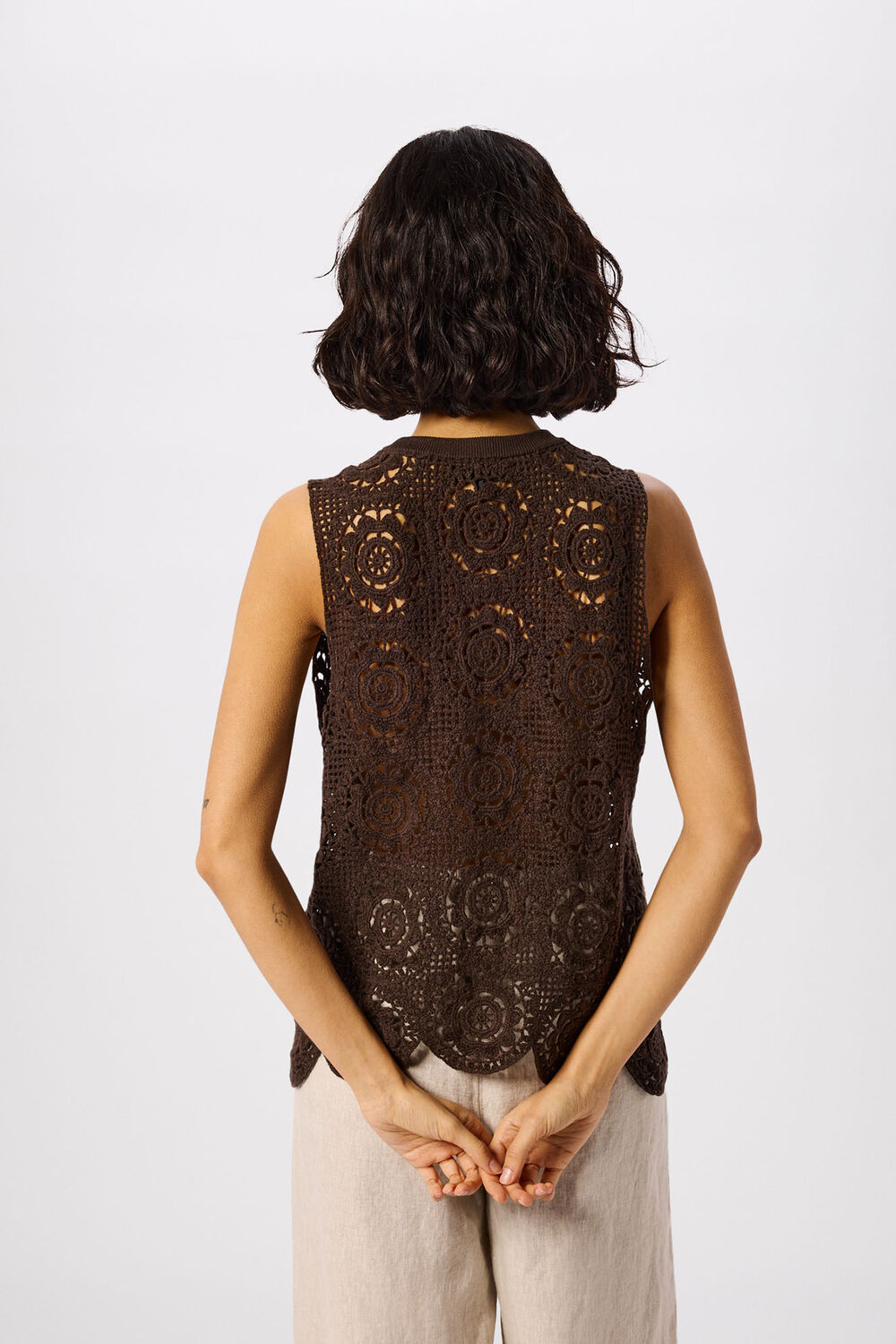 Chocolate Circle Crochet Tank