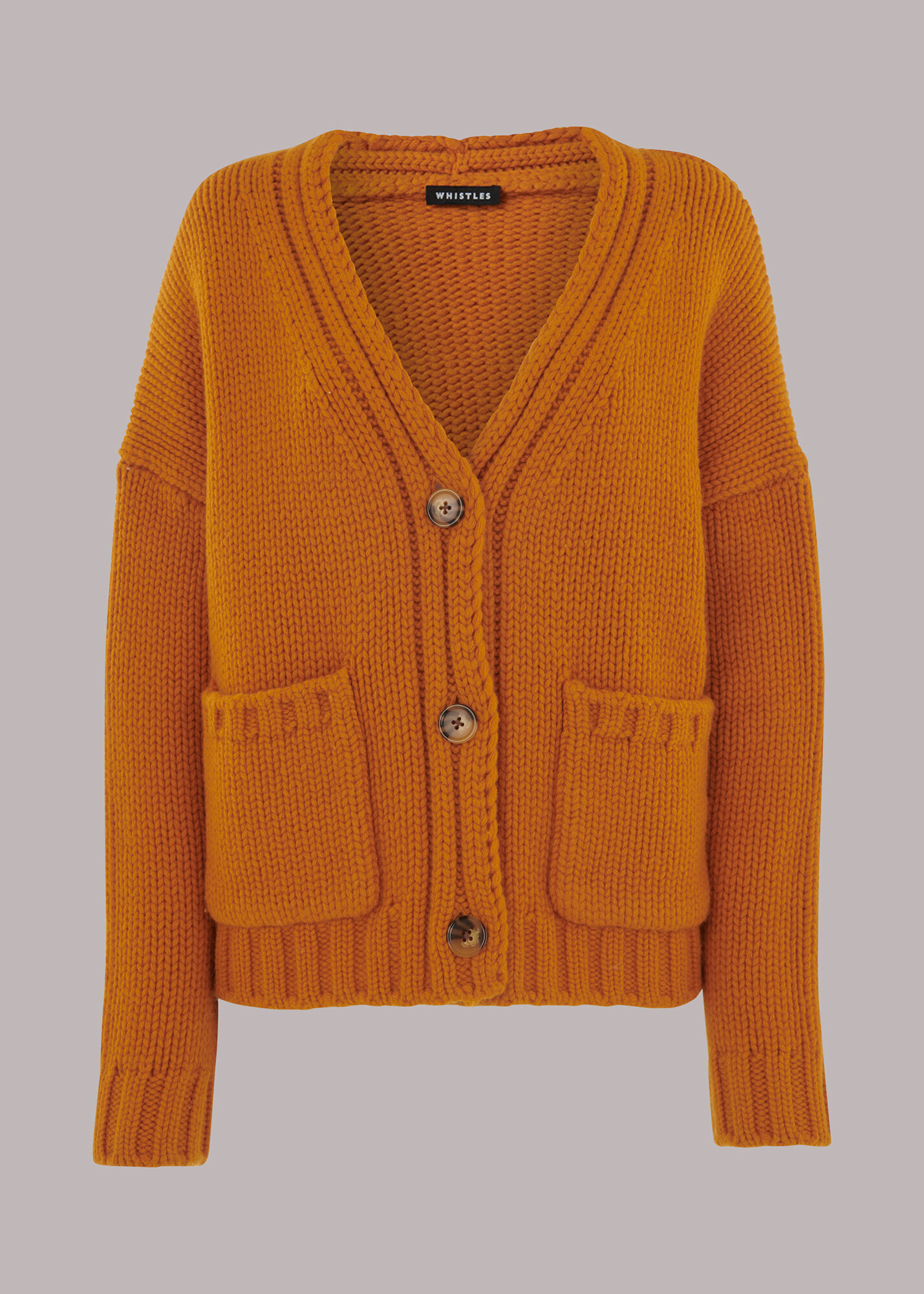 Orange Chunky Wool Cardigan
