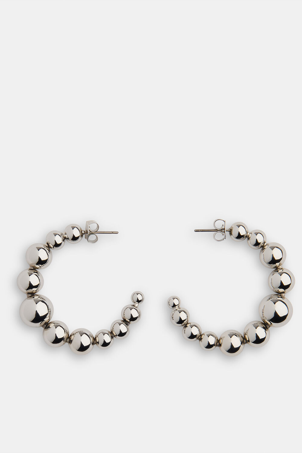 Silver Sphere Beaded Large Hoop