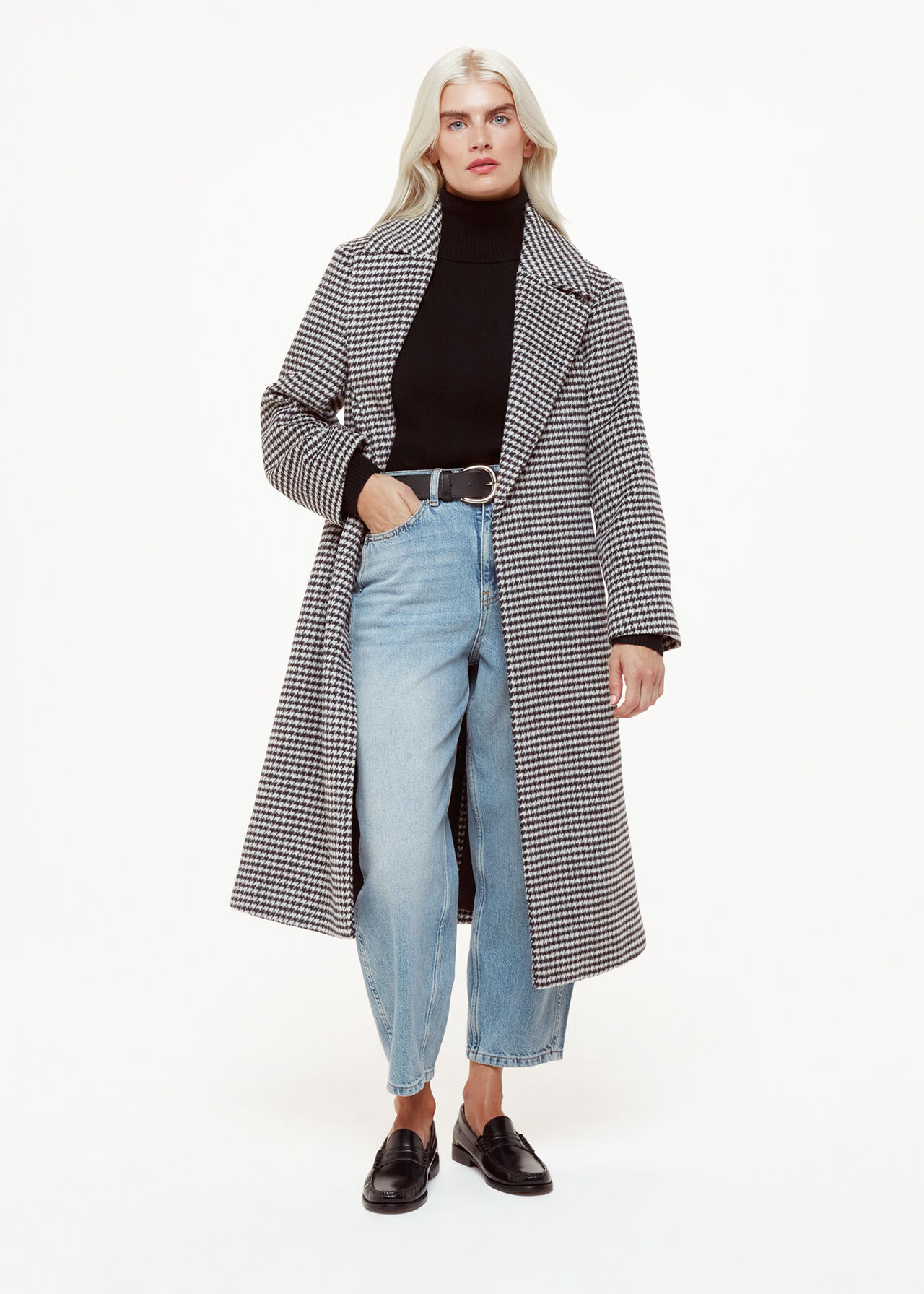 Petite Celia Houndstooth Wrap Coat