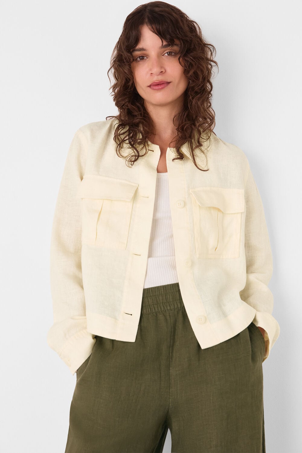 Ivory Abby Linen Casual Jacket