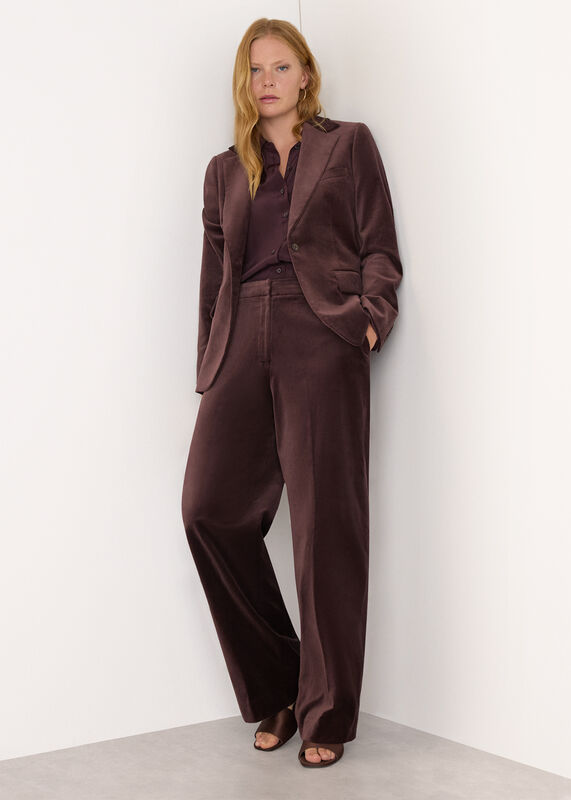 Brown Cotton Velvet Tailored Blazer