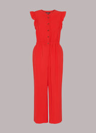 Frill Sleeve Button Jumpsuit