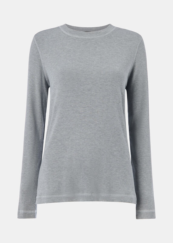 Grey Marl Rib Jersey Pyjama Top
