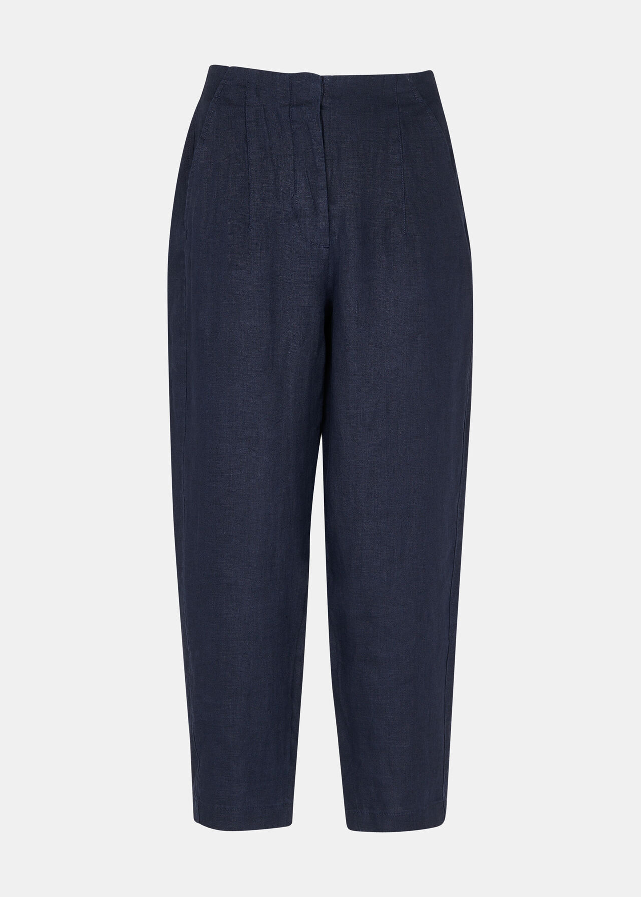 Navy Linen Barrel Leg Trouser WHISTLES Whistles US