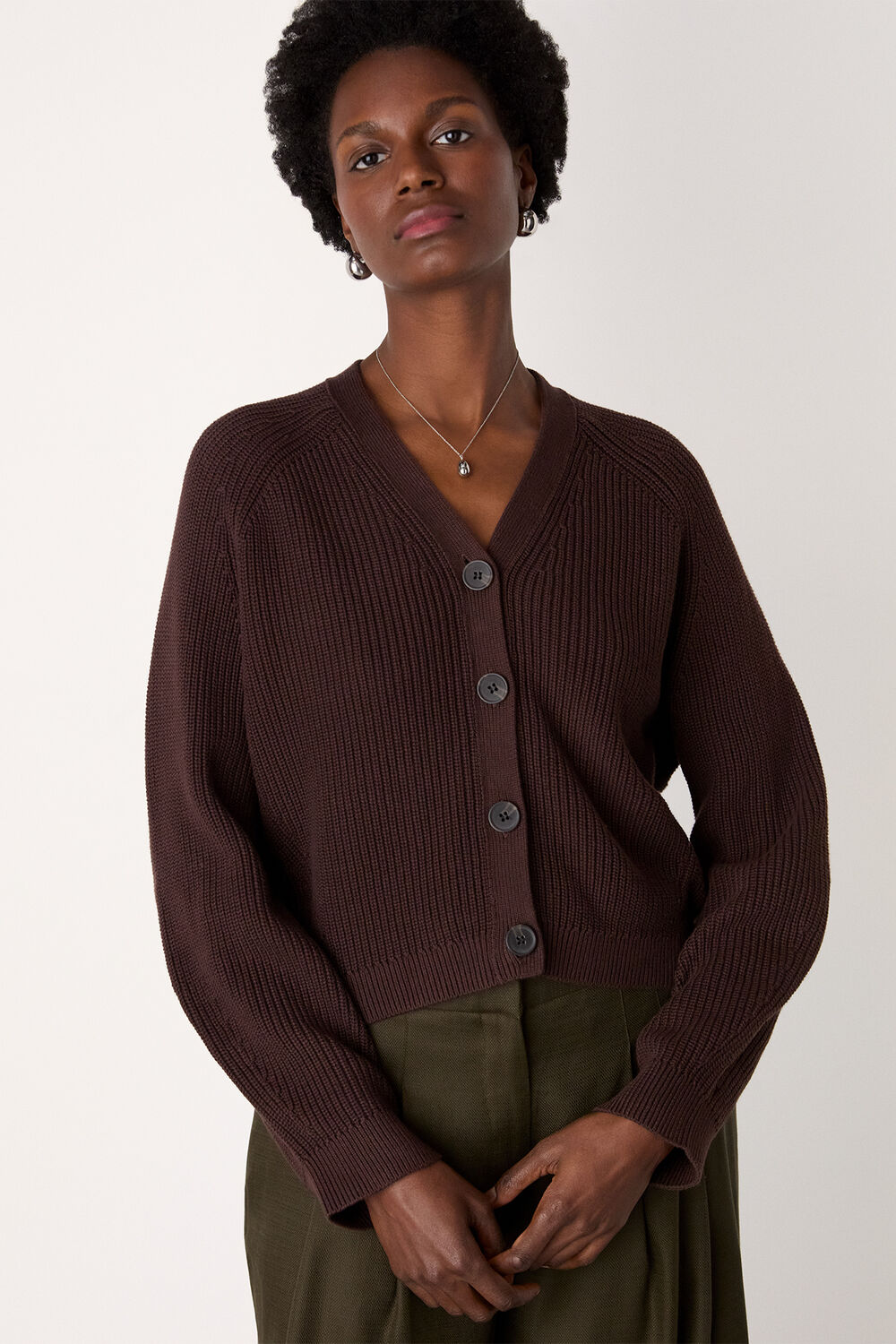 V Neck Cotton Cardigan