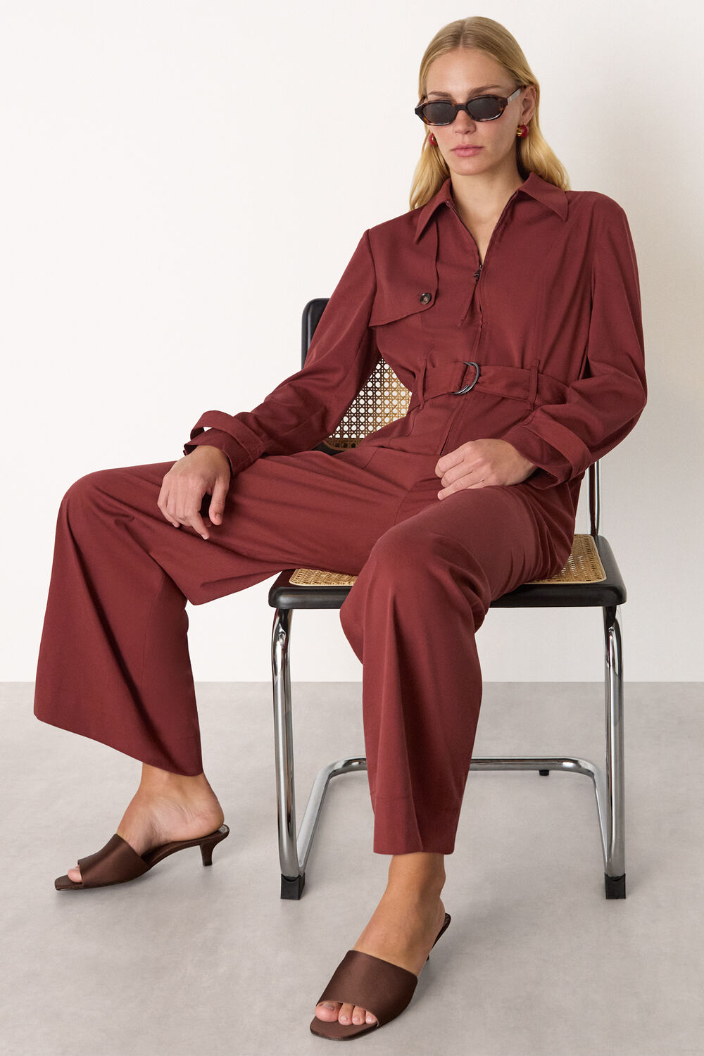 Rust Trench Detail Jumpsuit