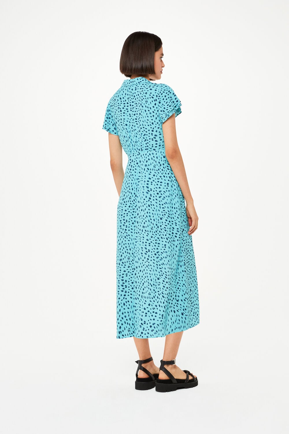 Blue Nina Speckled Spot Midi Dress