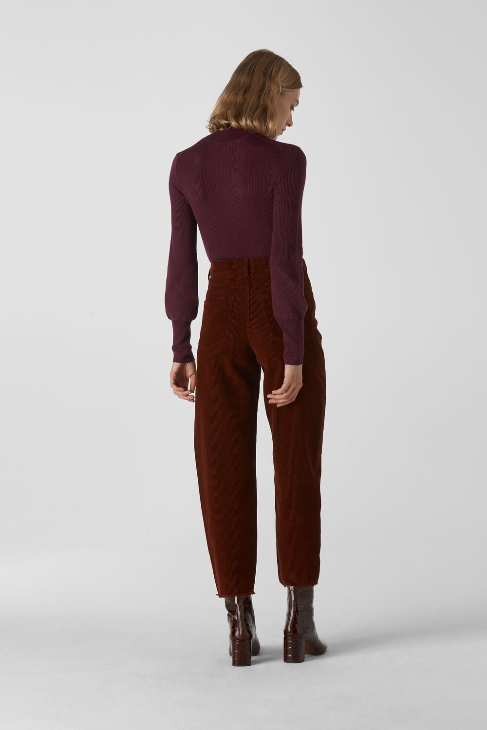 Merino Wool Roll Neck Knit Burgundy