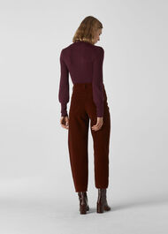 Merino Wool Roll Neck Knit Burgundy