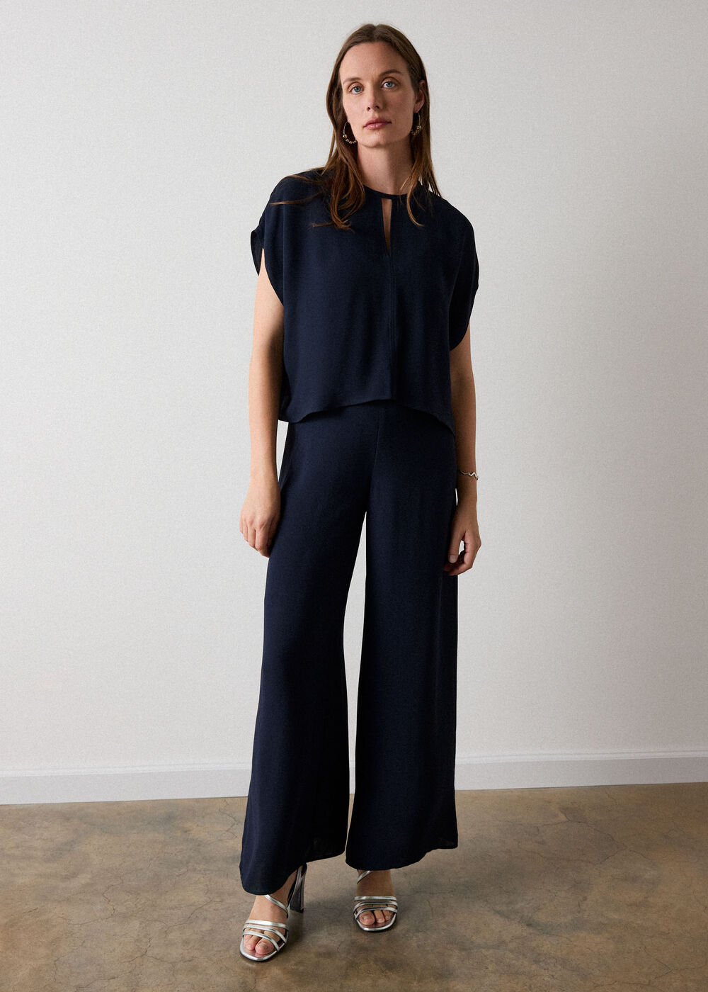 Cape Detail Crepe Jumpsuit