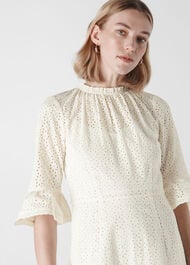 Augustina Broderie Dress Ivory/Multi