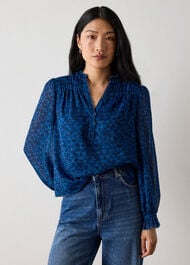 Floral Textured V Neck Blouse