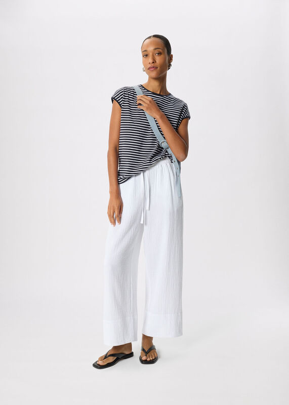 Navy Stripe Cap Sleeve Tee