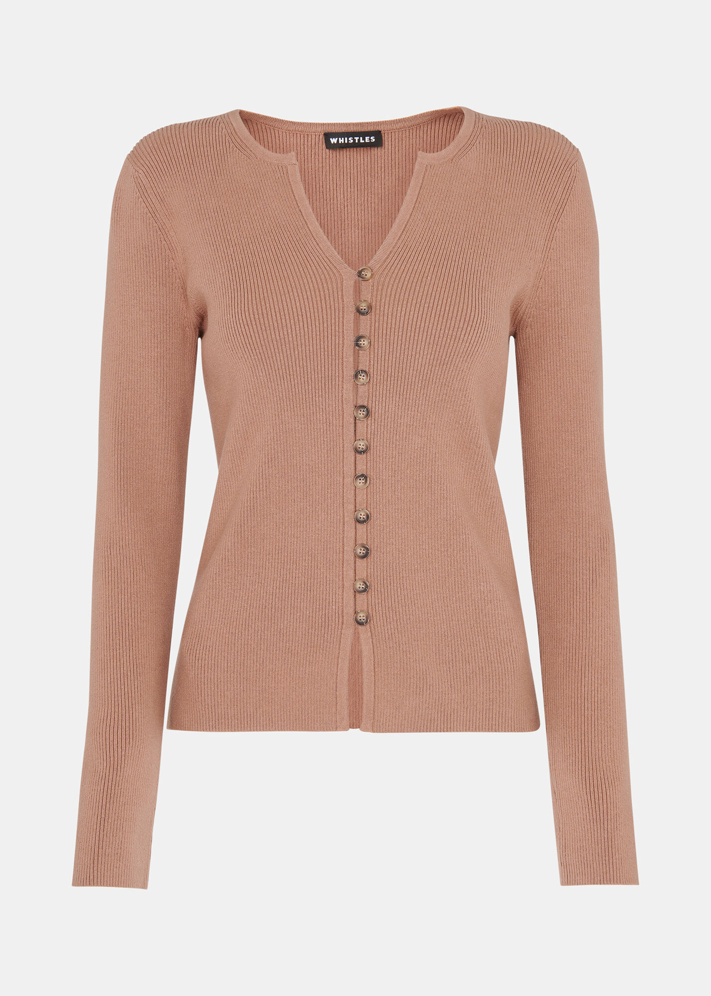 Neutral Ribbed Button Through Cardigan