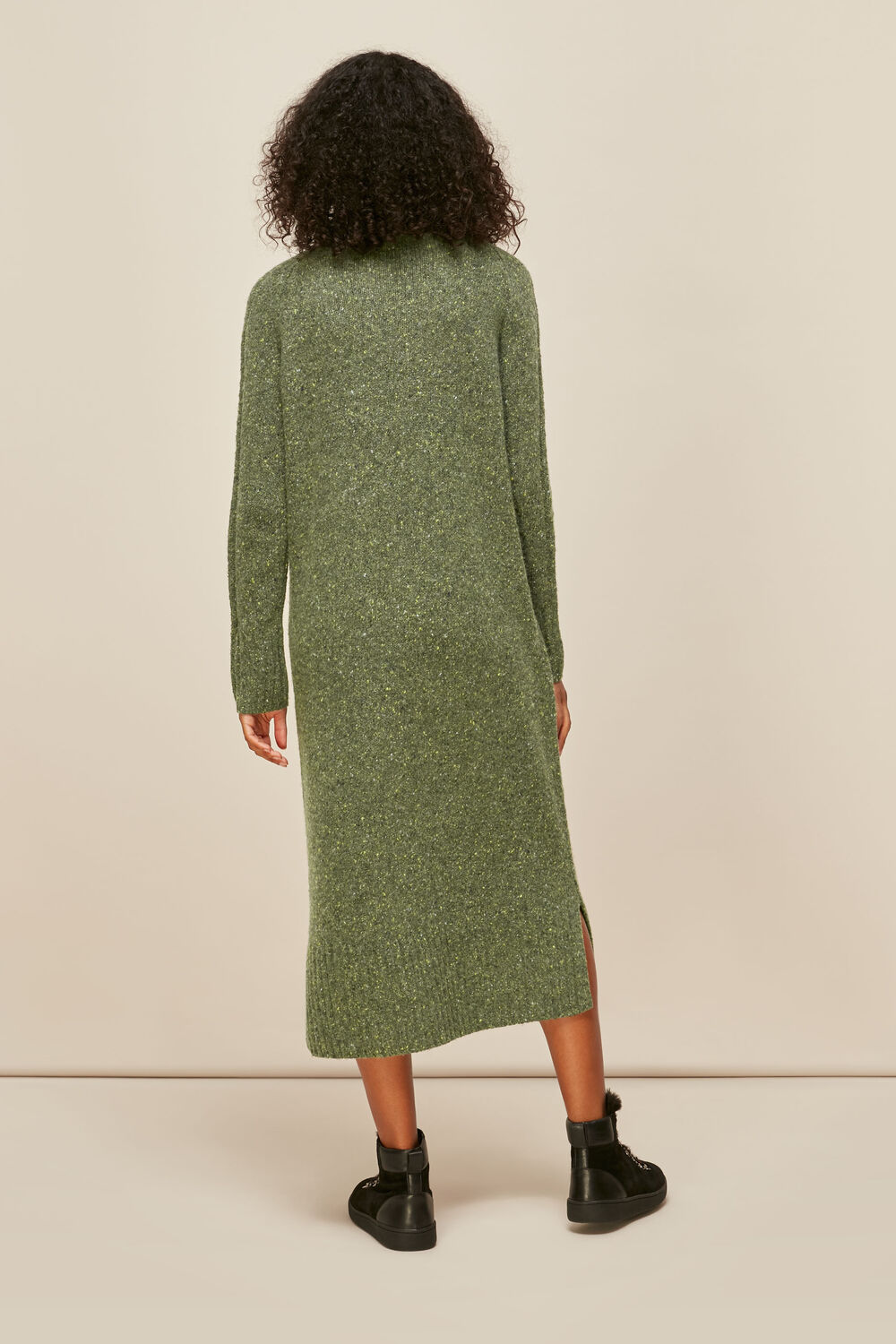 Flecked Wool Knit Midi Dress