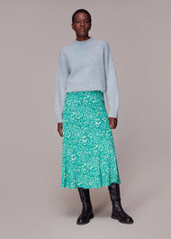 Clouded Floral Bias Cut Skirt