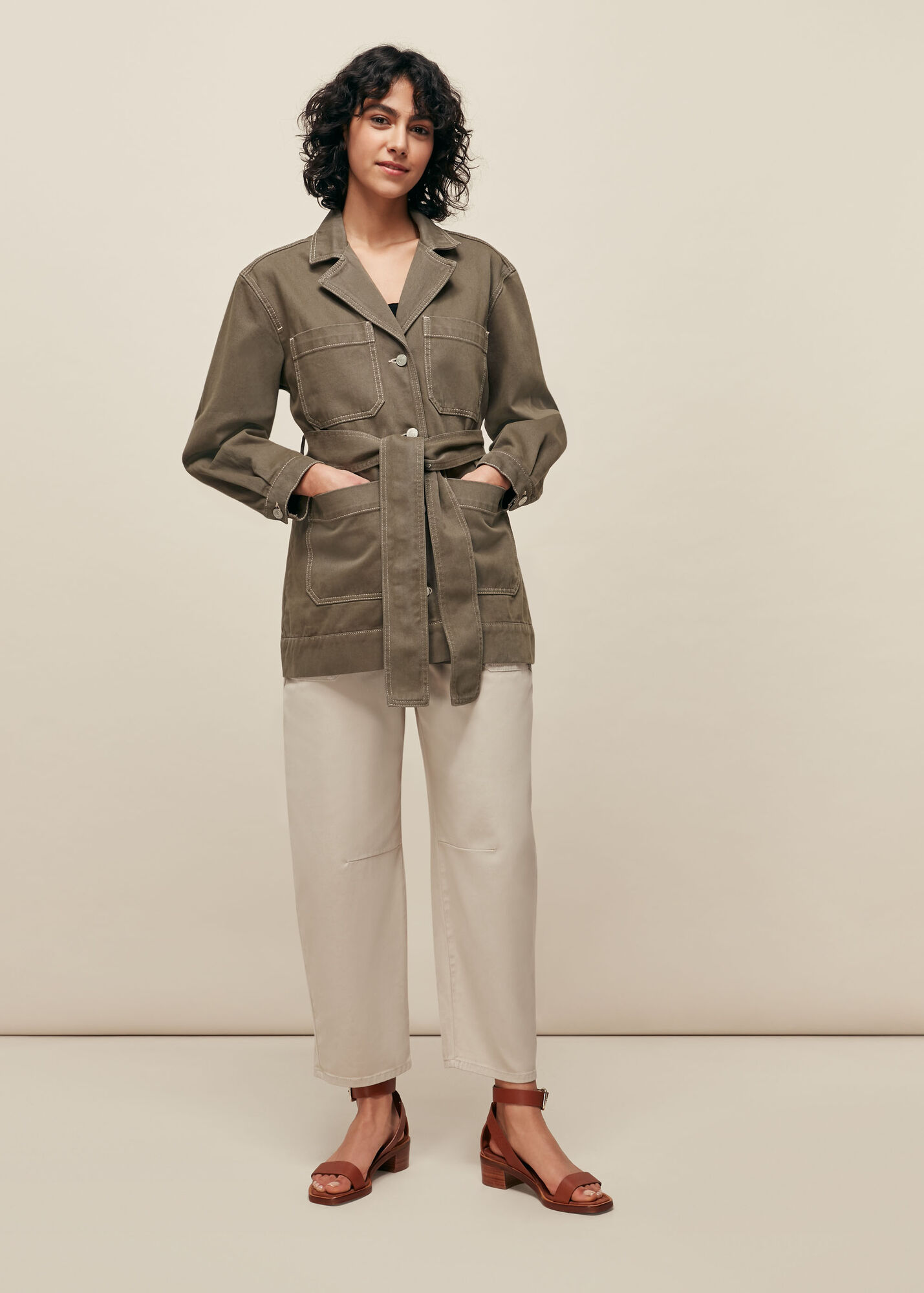 Whistles Women Belted Safari Jacket - Khaki - 04
