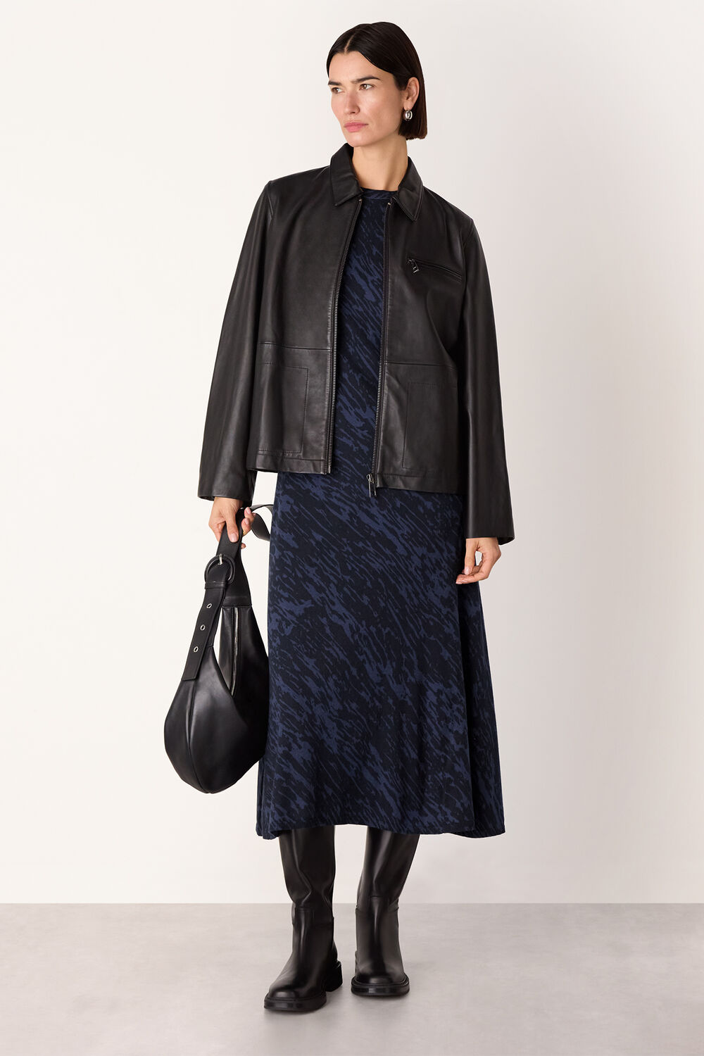 Blue Abstract Marks Midi Knit Dress