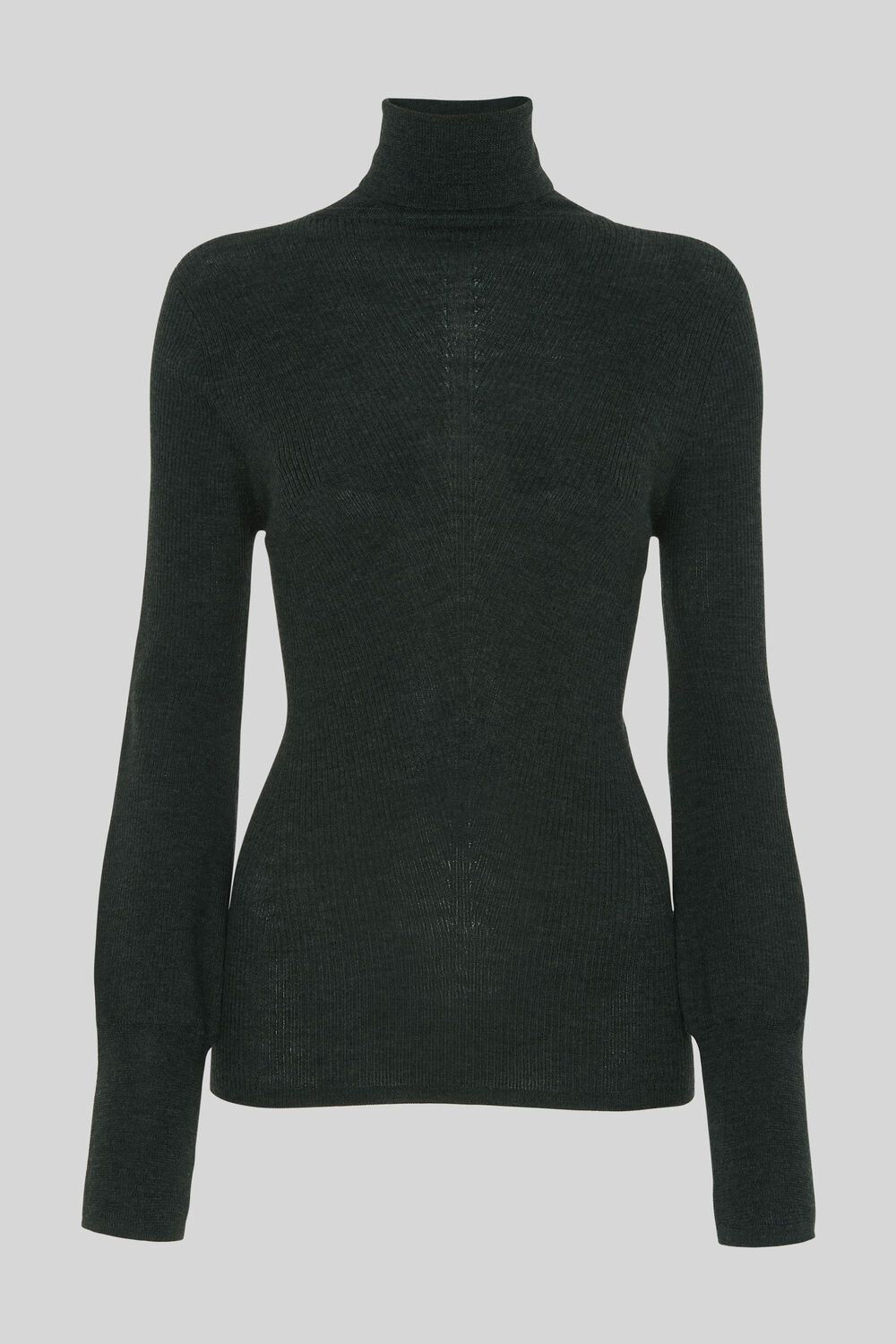 Merino Wool Roll Neck Knit Dark Green