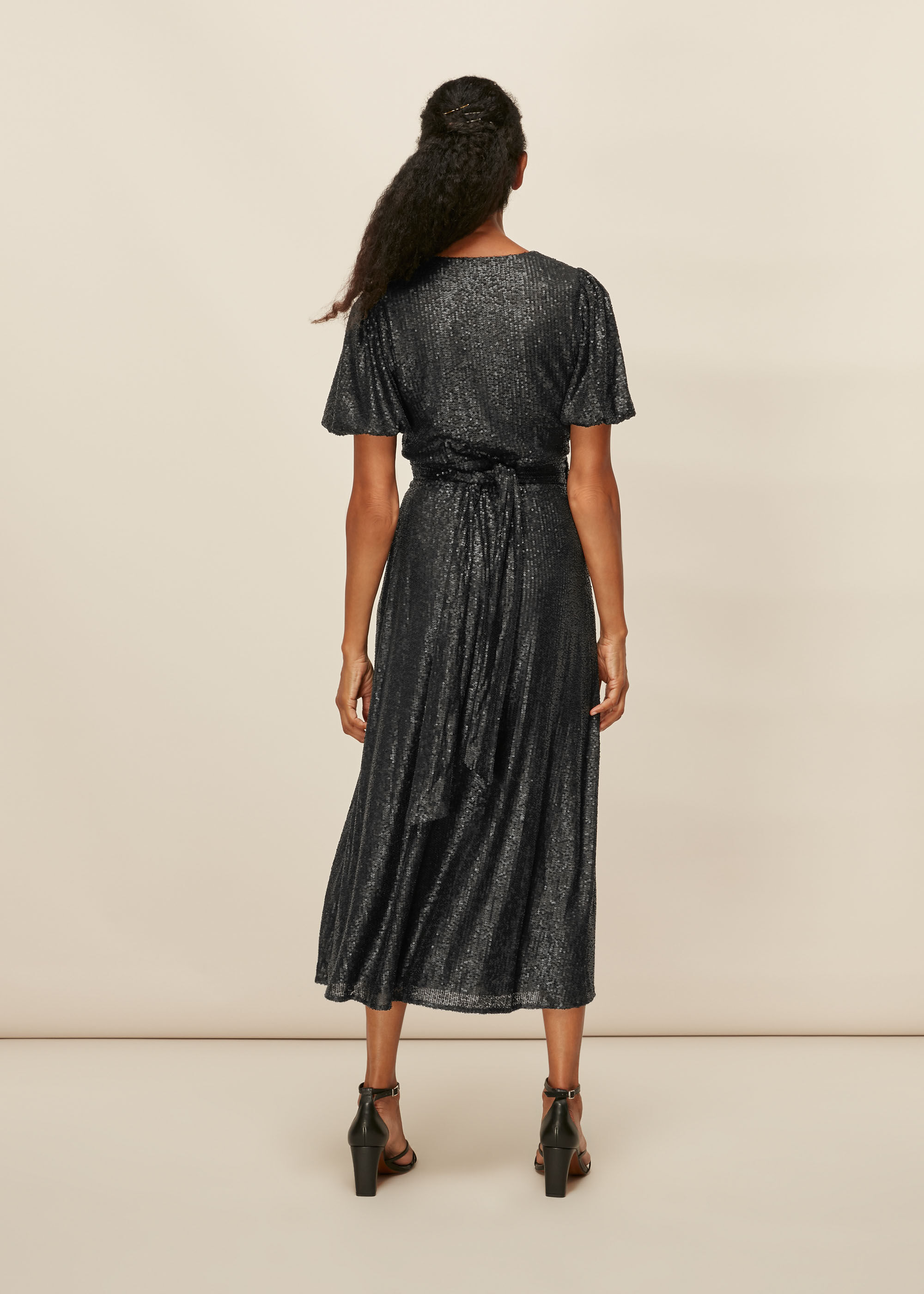 Whistles black wrap dress cheap
